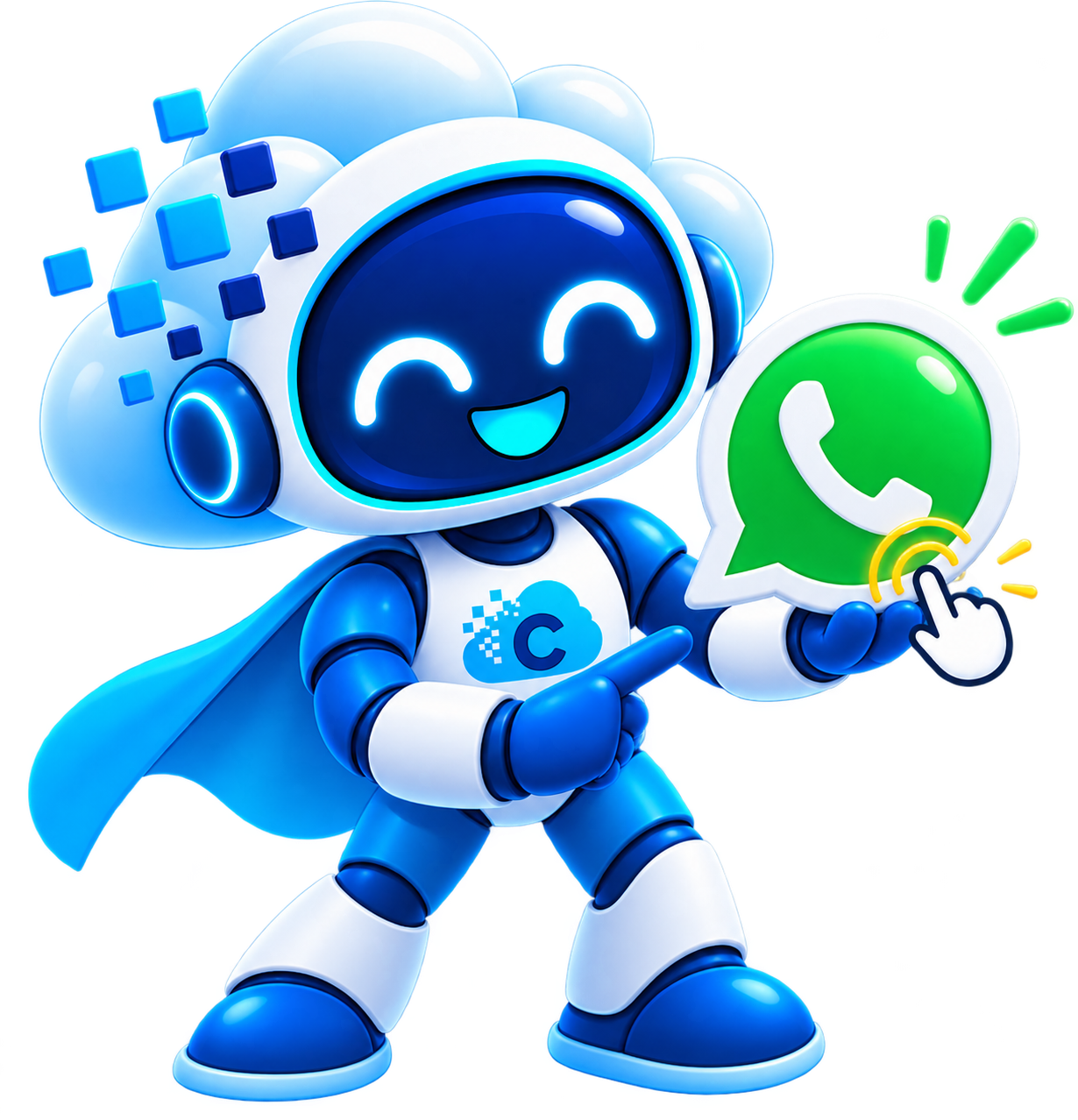 Robot CloudCo invitando a escribir por WhatsApp